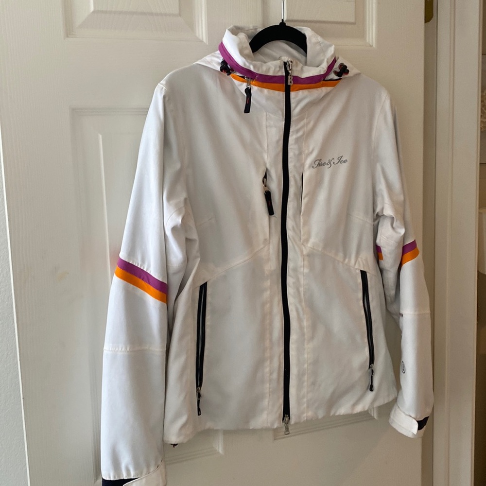 Fire + Ice White Vintage Rare Hard To Find Ski Snowboard Rain Jacket Burton SM